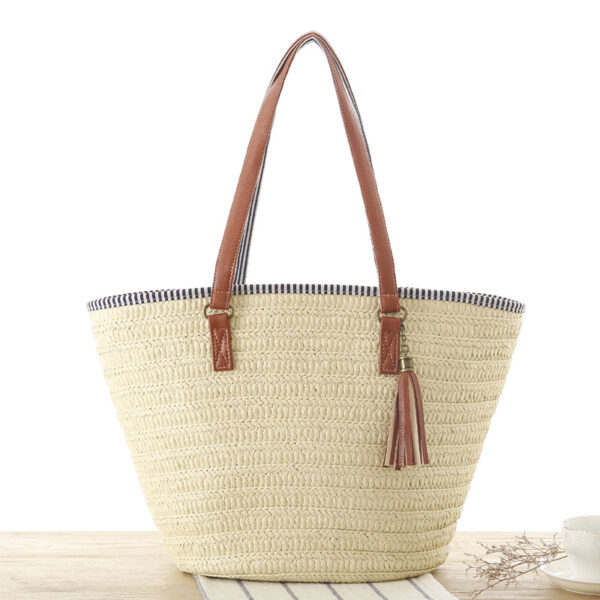 woven straw bucket bag