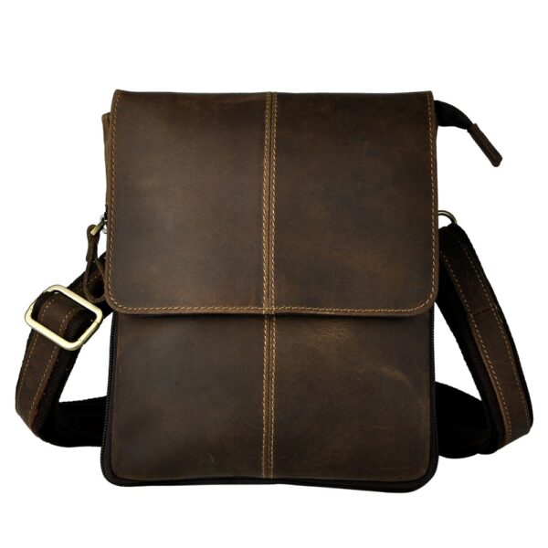 men's slim leather messenger bag